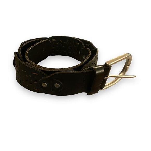 Leather Boho Brown Laser Cut Belt - Picture 1 of 4